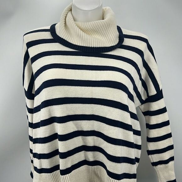 Loft medium striped long sleeve cotton poly blend sweater - Picture 1 of 5